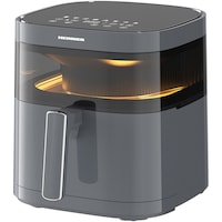 Friteuza cu aer cald Heinner DualHeat HAF-B6GRY17LG, 2200 W, Capacitate 5,7 L, Display tactil, Incalzire sus si jos, 8 programe, Temperatura ajustabila 80-200°C, Fereastra de vizualizare, Lumina interioara, Gri antracit