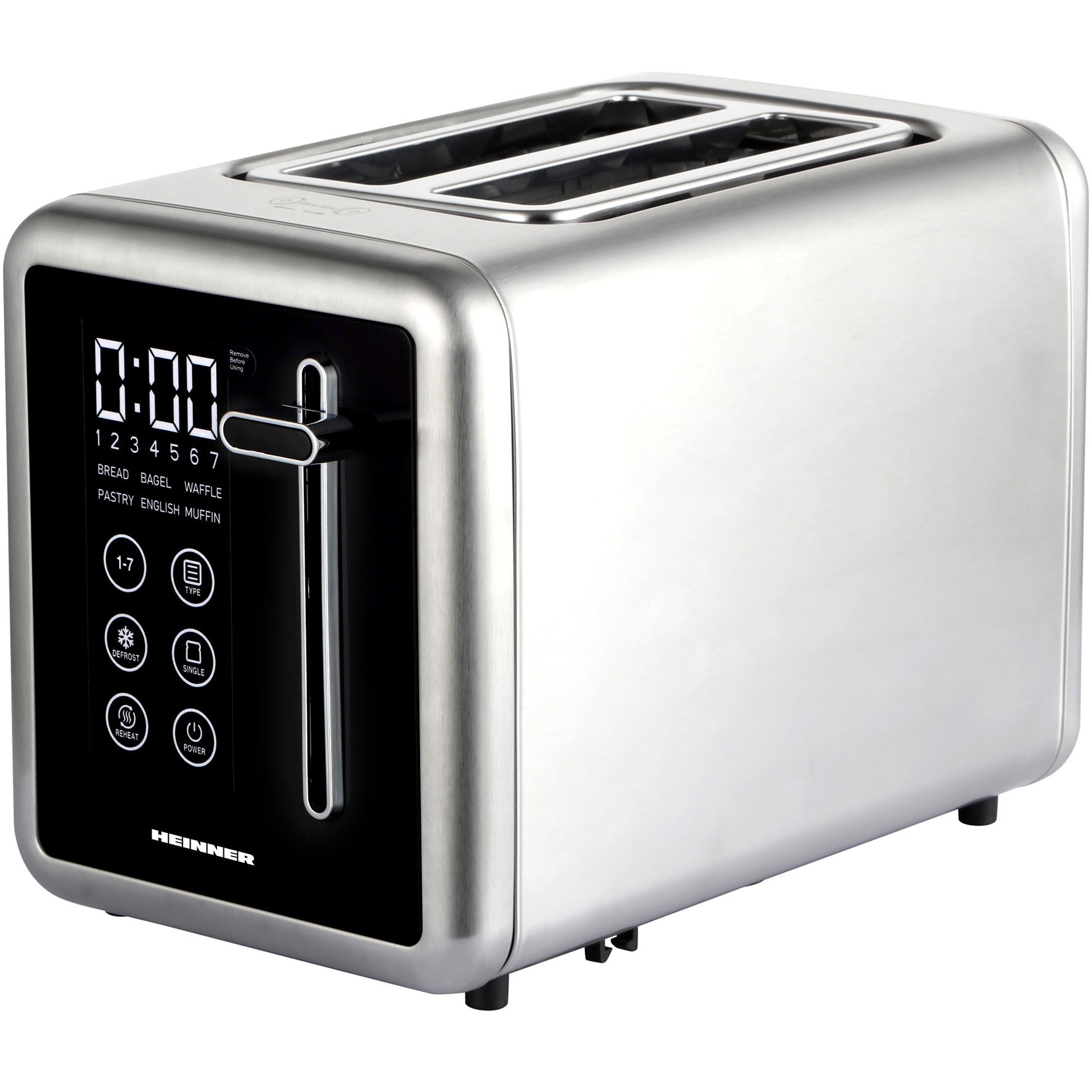Prajitor de paine digital Heinner HTP-DD900BKSS , 900w, panou digital cu control touch, capacitate 2 felii, 7 niveluri de rumenire, Gri