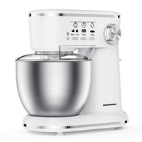 Mixer planetar cu bol Heinner HPM-1000WHCH, 1000W, bol inox 5L, 12 viteze, tel, carlig framantare, paleta, capac transparent protectie, alb