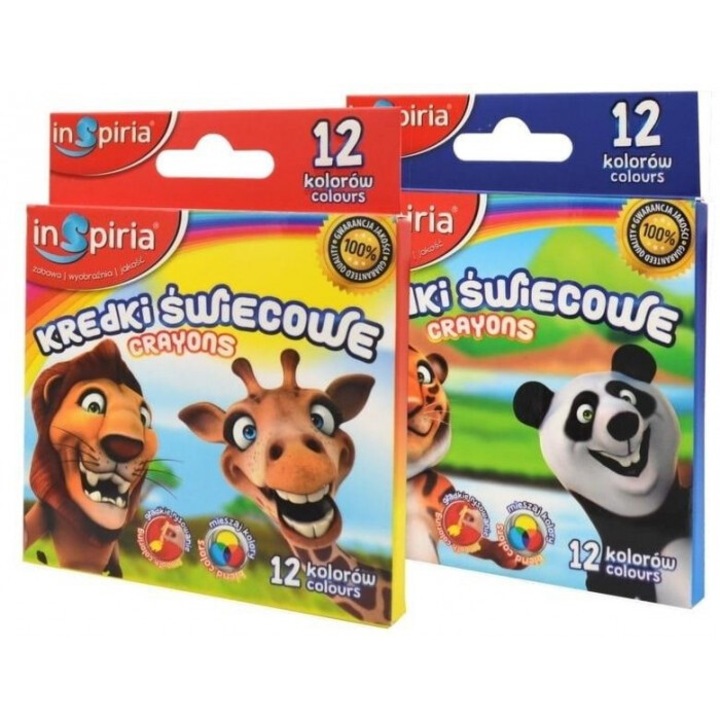 Set creioane cerate InSpiria, 12 culori, multicolor, 100x118 mm