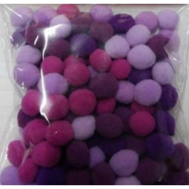 Set creativ pentru copii Brewis, pomponi, nuante de violet, 10mm, 100 buc, blister, 144x115 mm