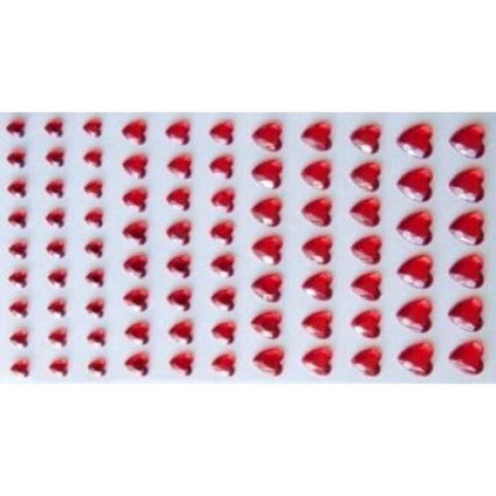Set 84 öntapadós Brewis körömdísz strasszkő, piros, szív minta