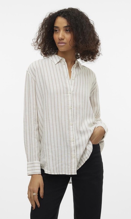 VERO MODA kerek nyaku noi ing, barna viszkoz, Bézs