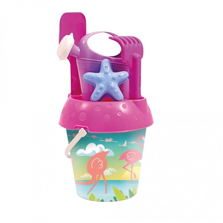 Tupiko homokozó játékszett, Flamingo, vödörrel és kiegészítőkkel, többszínű, 211x184 mm