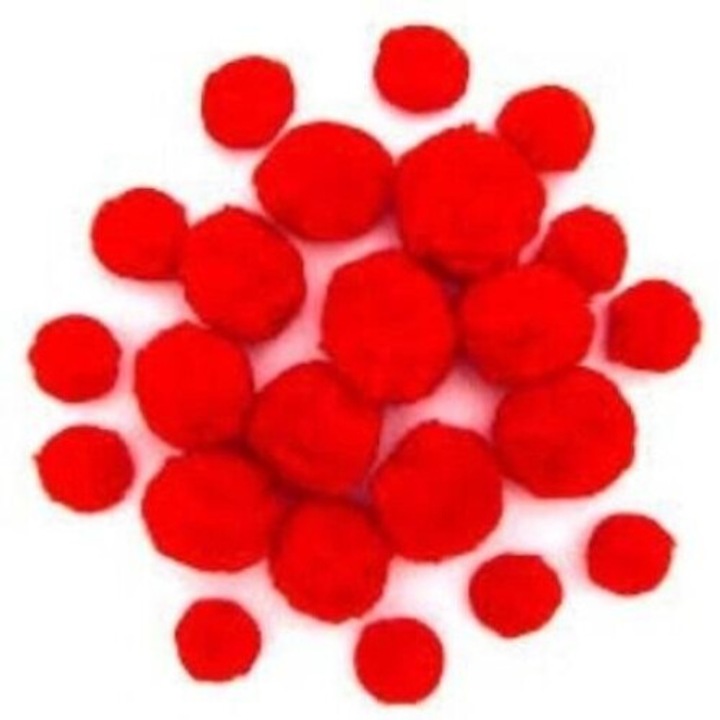 Set creativ pentru copii Brewis, pomponi pufosi rosii, 24 bucati, 120x191mm