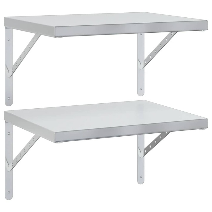 VidaXL 2 db ezüstszínű rozsdamentes acél fali polc 50 x 40 cm 5.55 kg