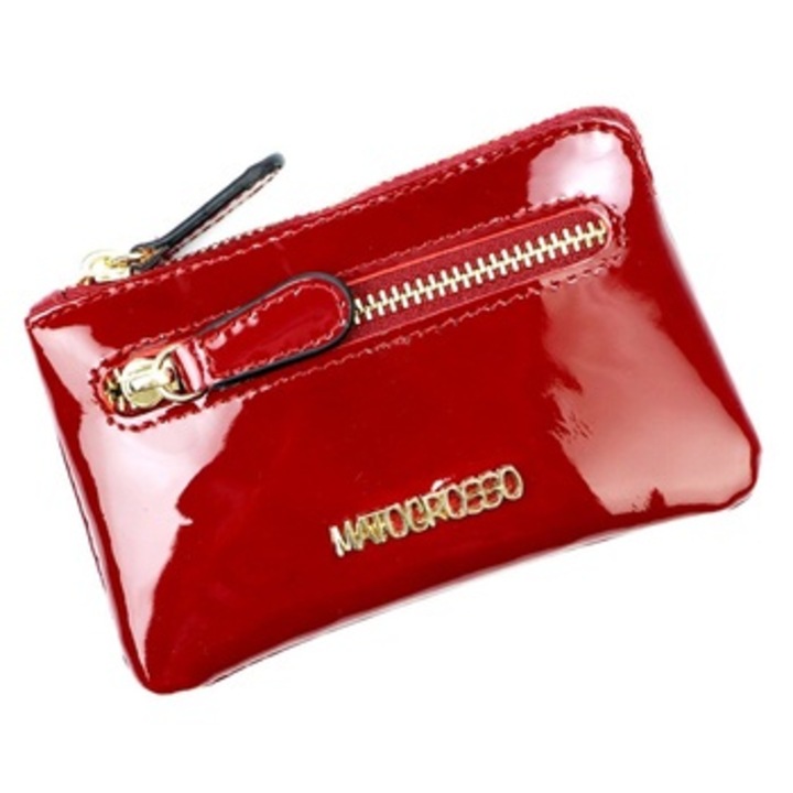 Portofel Dama Mato Grosso, Piele Naturala, Compartimente pentru Carduri si Chei, rosu