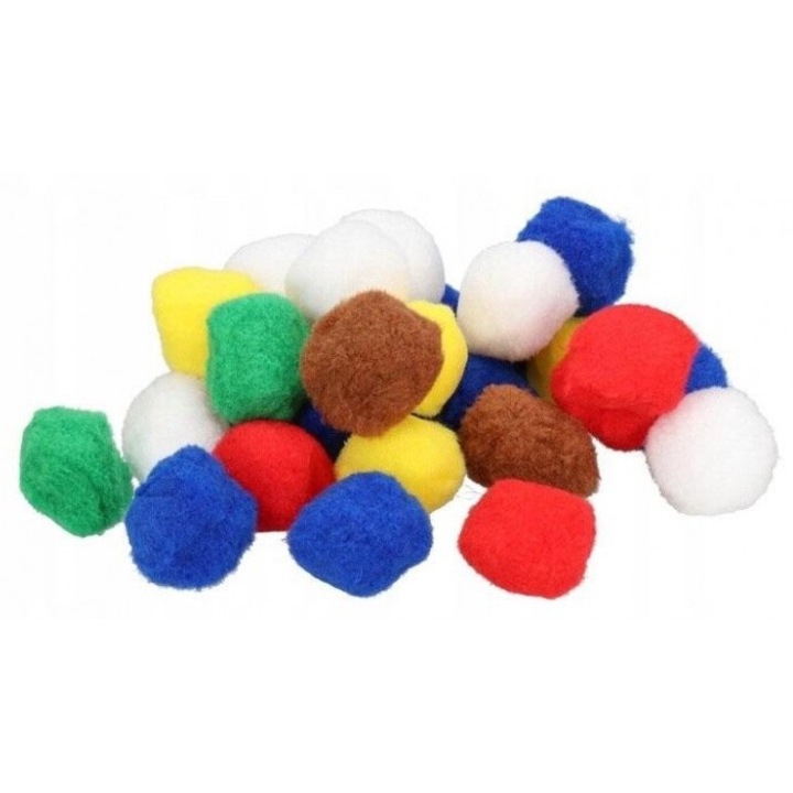 Set pompoane pufoase, Brewis, multicolor, 5cm, 24 bucati, 177x347mm