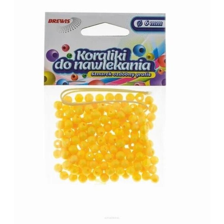 Set Artizanat Brewis, Margele Galbene cu Snur, 6mm, 108x87mm