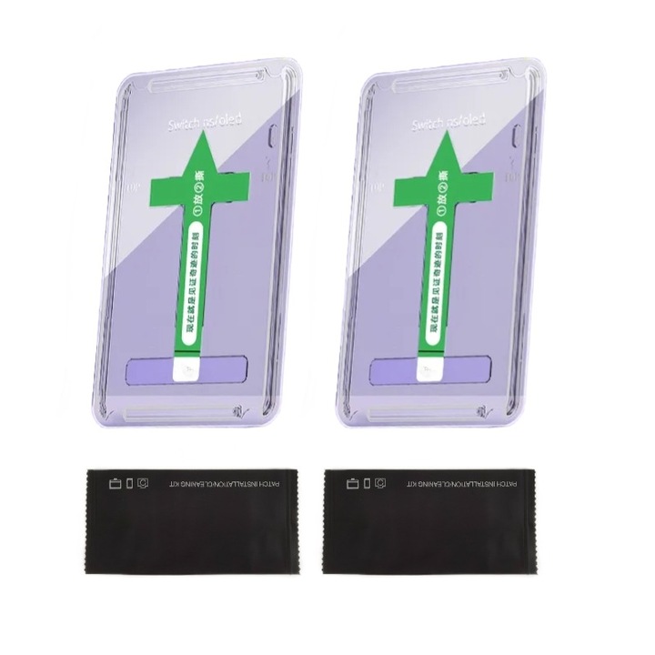 Set protectie ecran Switch OLED, 2 bucati, sticla temperata HD, anti-amprenta, 0.33mm, transparent