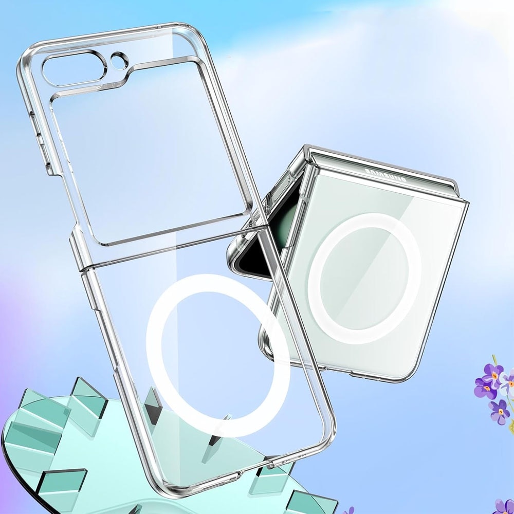 Husa telefon compatibila Samsung Galaxy Z Flip 5 / Flip5, Policarbonat, MagSafe, Anti-zgarieturi, Transparent