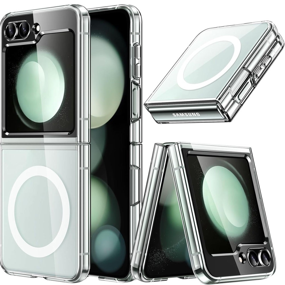 Husa telefon compatibila Samsung Galaxy Z Flip 5 / Flip5, Policarbonat, MagSafe, Anti-zgarieturi, Transparent