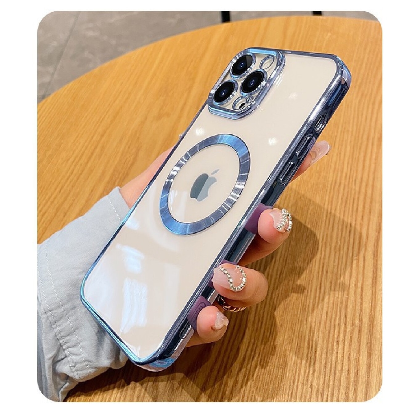Husa telefon CLOOPER™, Compatibila iPhone 15 Pro, tip MagSafe, Rezistenta la socuri si zgarieturi, Transparenta, Sky Blue