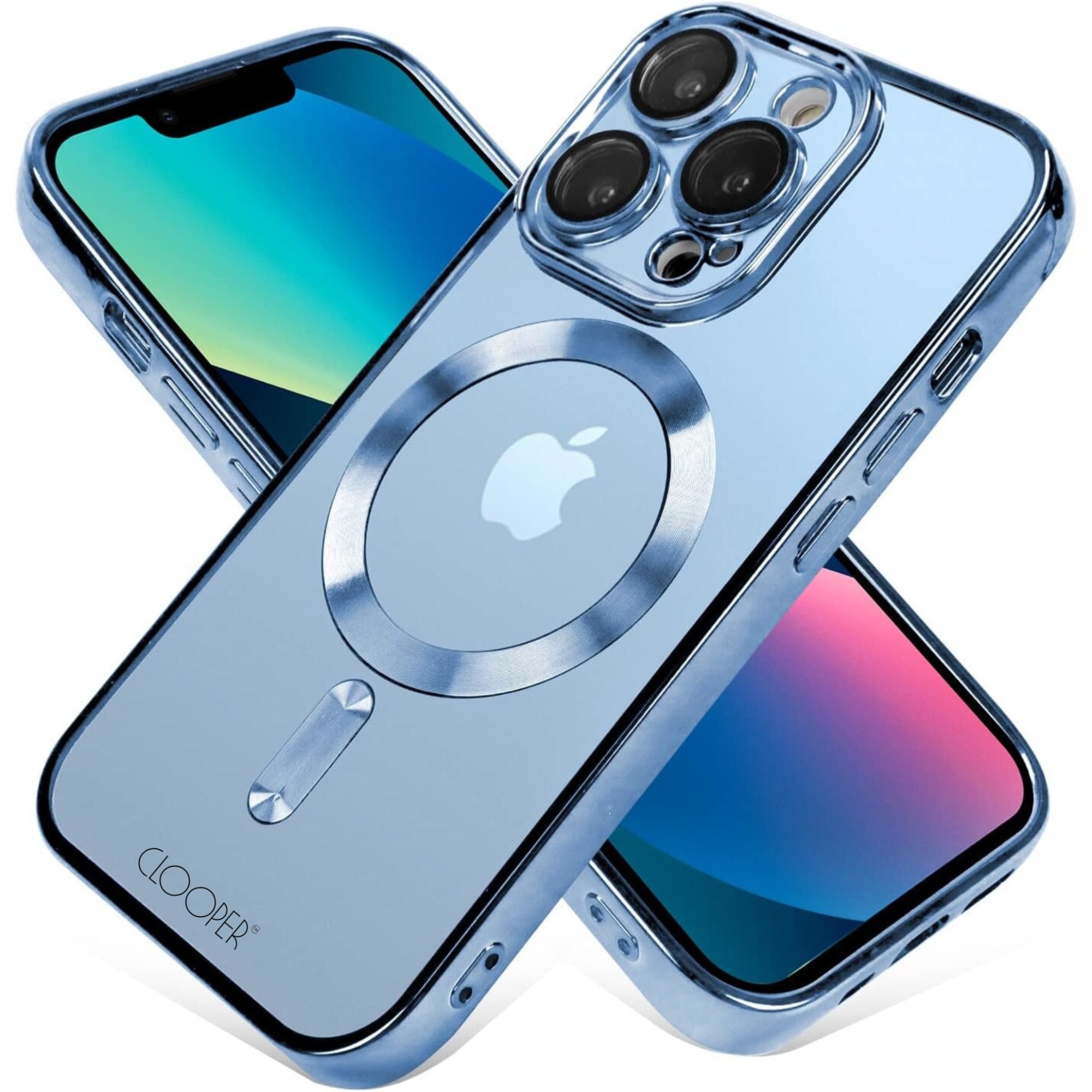Husa telefon CLOOPER™, Compatibila iPhone 15 Pro, tip MagSafe, Rezistenta la socuri si zgarieturi, Transparenta, Sky Blue