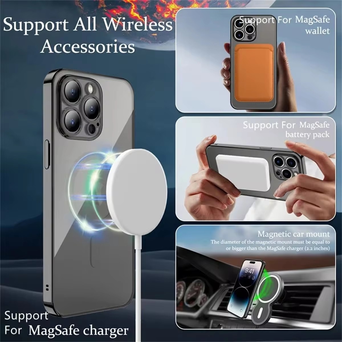 Husa telefon CLOOPER™, Compatibila iPhone 15 Pro, tip MagSafe, Rezistenta la socuri si zgarieturi, Transparenta, Sky Blue