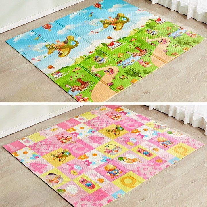 Подложка за игра за деца, Commando Kids, 2 момичета, пяна, неплъзгаща се, водоустойчива, термична, образователна, интерактивна, 200 x 180 x 1 см, цифри / плюшени мечета, многоцветна