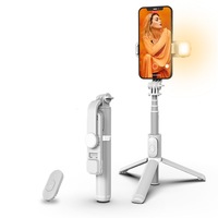 Selfie stick pentru telefon, trepied, cu telecomanda wireless si lumina LED, 1.05m, compatibil cu iPhone 15/14/14 Pro/13/13 Pro/12/11/11 Pro/XS Max/XS/XR/X/8/7 si smartphone-uri Android
