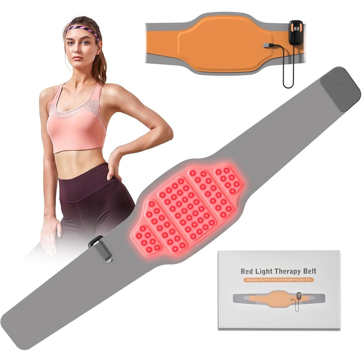 CENYEDA Centura Terapie cu Lumina Rosie pentru Alinarea Durerilor, Tehnologie EMS/TENS, 3 Setari de Caldura, Inchidere Automata, Alimentare Type-C, 86 LED-uri