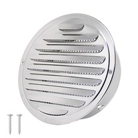 Grila de ventilatie, SINBINTA, Cu doua suruburi, Anti-Insecte, Rezistenta la vant si ploaie, Montare pe perete, Usor de instalat, Prevenirea ruginii, Ingrosat, Durata lunga de viata, Durabil, Inox, Diametrul panoului 145 mm, Argintiu
