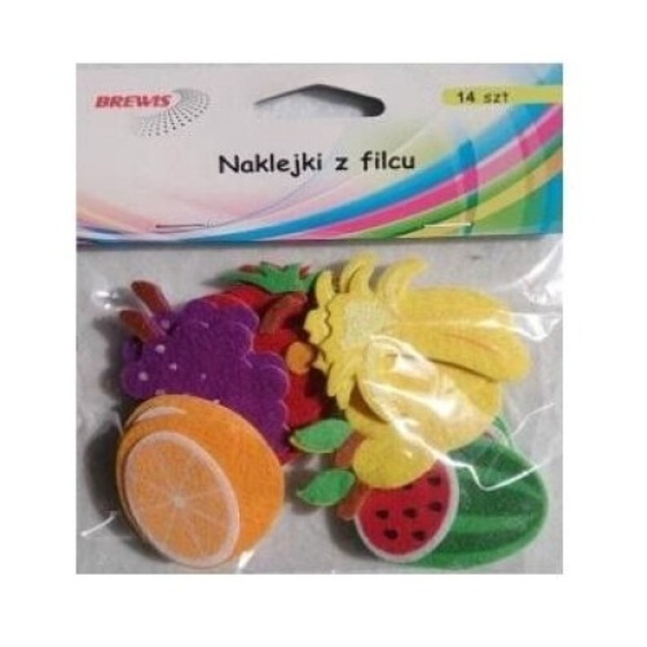 Set 14 Petice Decorative, Brewis, Fructe, Fetru, 122x164mm, Multicolor