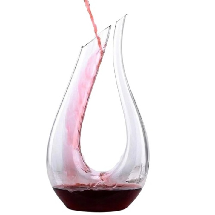 Decantor vin, RESTEQ, sticla cristal, 1.5L, inaltime 35cm
