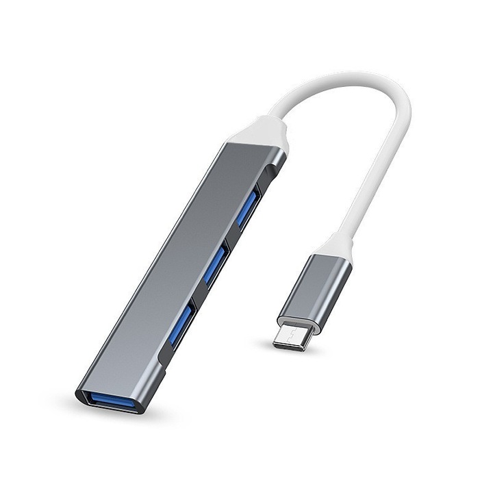 Мултифункционален докинг хъб за Type-C 3.0 интерфейс, включително 4 USB 2.0 интерфейса, тъмно сив