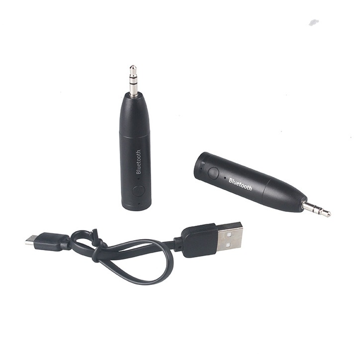 Адаптер bluetooth receiver audio 5.0, Audio Receiver with 3.5 mm Port, Compatible with Any Device, for Car, Audio System, Speakers, LEIISVK, Black