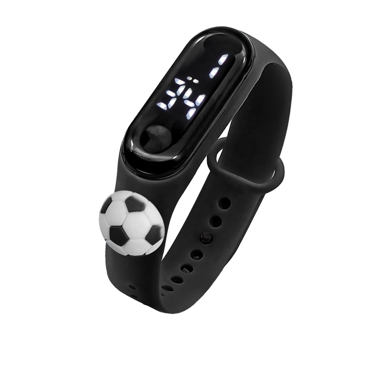 Ceas pentru copii Mi Band 1 Sport, LED, Curea din silicon, Negru