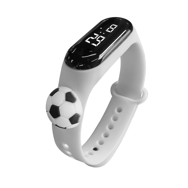 Ceas pentru copii Mi Band 1 Sport, LED, Curea din silicon, Alb