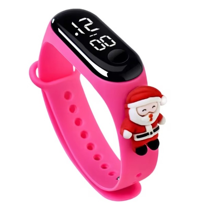 Детски часовник NUBKI Band Mi 9 Christmas Edition, Силиконова каишка, Водоустойчив, Розово