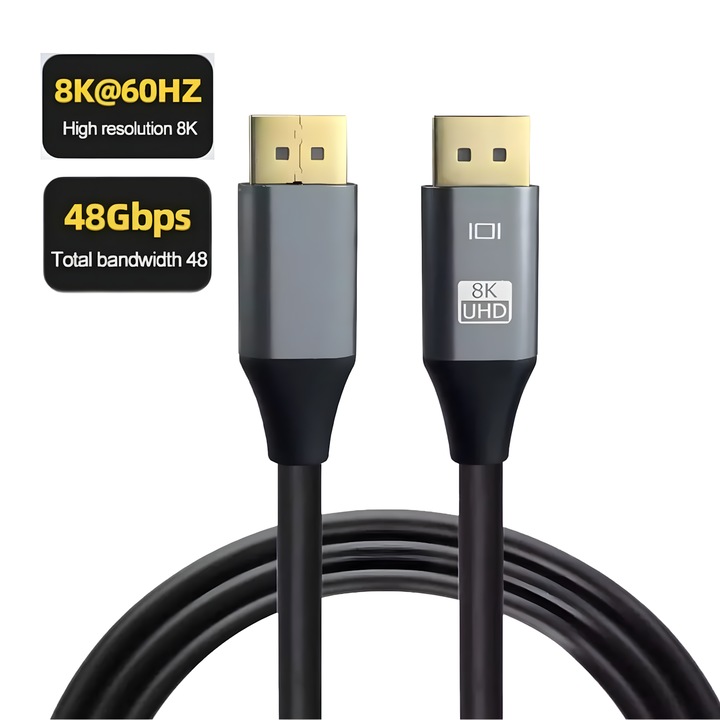 Cablu HDMI 2.1, Ultra HD, 8K 60Hz, 4K 120Hz, 48Gbps, 1.8M, Compatibil cu consola PS5 Xbox Series X S, OLED TV, DTS: X, HDCP 2.2 & 2.3, HDR 10 4:4:4:4, eARC, Q-Elite®