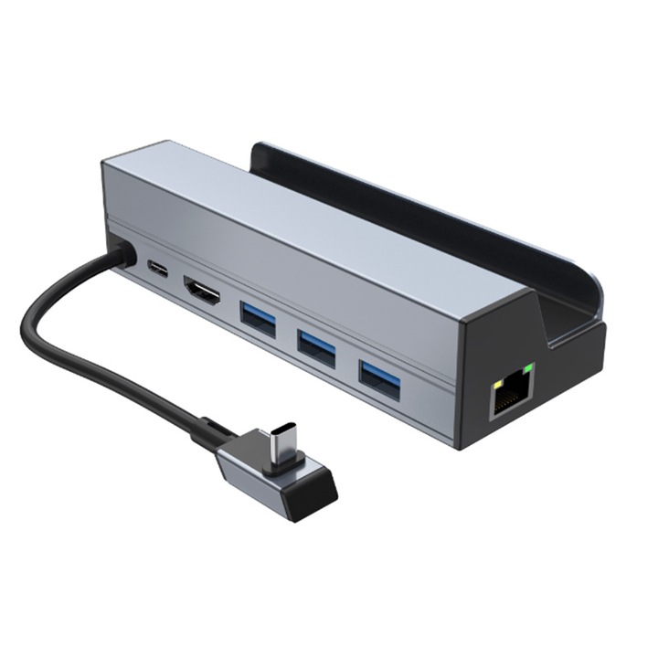 Докинг станция Steam Deck/Rog Ally, Bolongking®, 6in1, 100Mbps+HDMI 4K30HZ+PD100W+USB2.0*2+USB3.0, Черен