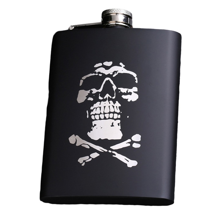 Бутилка от неръждаема стомана, 8 унции, матово черно покритие, идеална за къмпинг и туризъм