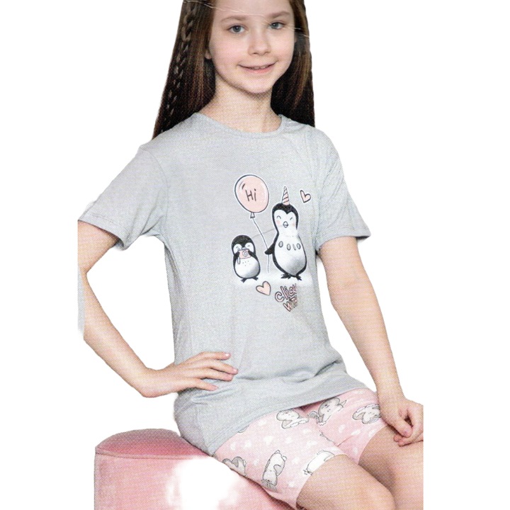 UraMag Gyermek pizsama, lányok, pamut, rövid, Szürke