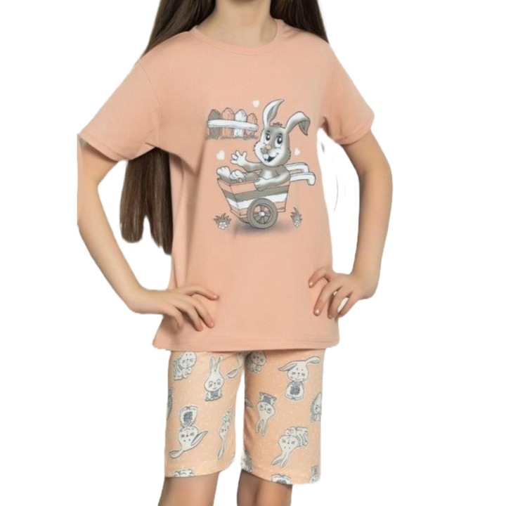 UraMag Gyermek pizsama, lányok, pamut, rövid, Halvány narancssárga