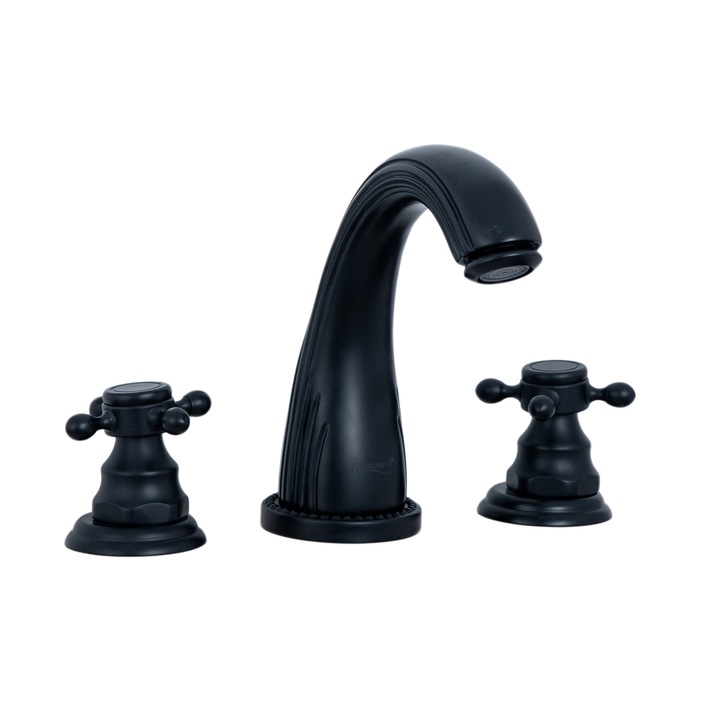 Смесител за умивалник, трипътен, монтаж на мивка за баня, черен мат, Venus Star