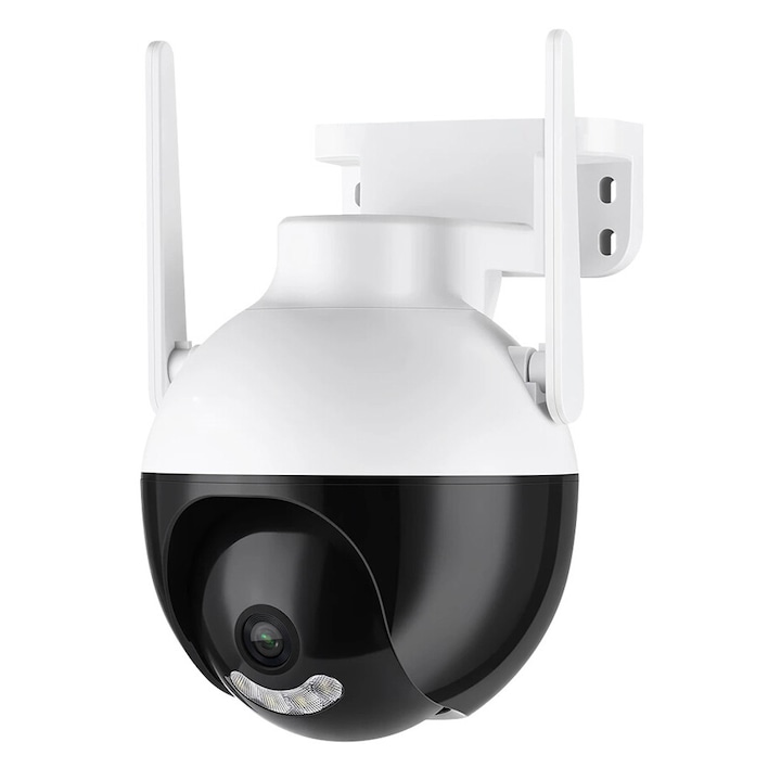 Cameră de supraveghere Jortan JTZ-160BW-3B IP Wi-Fi 1080p, rotativă, comunicare bidirecțională, alb, 13,5x11x15cm