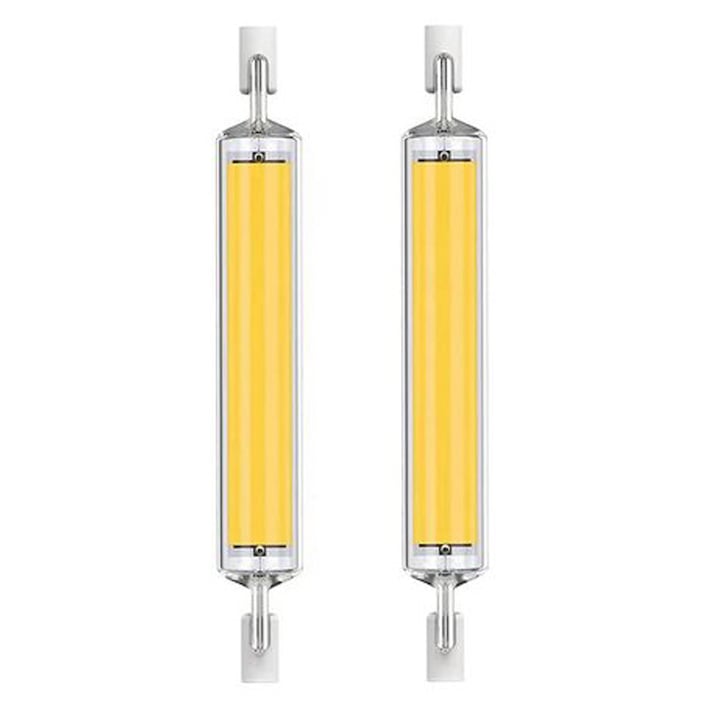 LED крушка R7S 118мм 20W димируема, топло бяла 3000K 3000LM, линейна подмяна на халогенна крушка J118 300W, 360 градуса осветление, без трептене, LED тръби R7S OCB за прожектор, комплект от 2