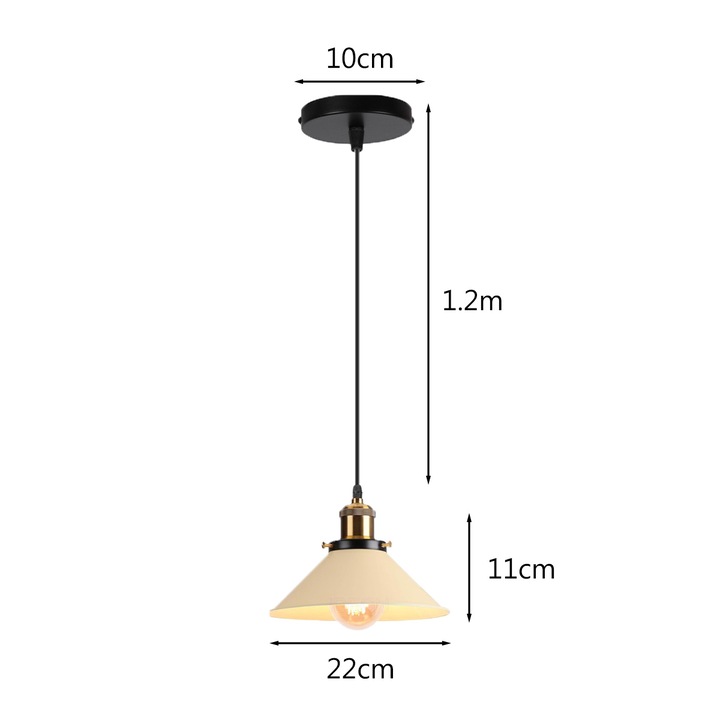 Висяща лампа Enforose, индустриално осветление, устойчиво на ръжда покритие, черно/бежово