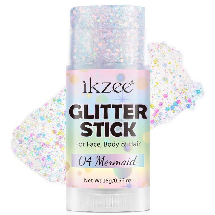 Блестящ стик за кожа, тяло или коса, Фестивално парти, ikzee 04 Mermaid, 16 g