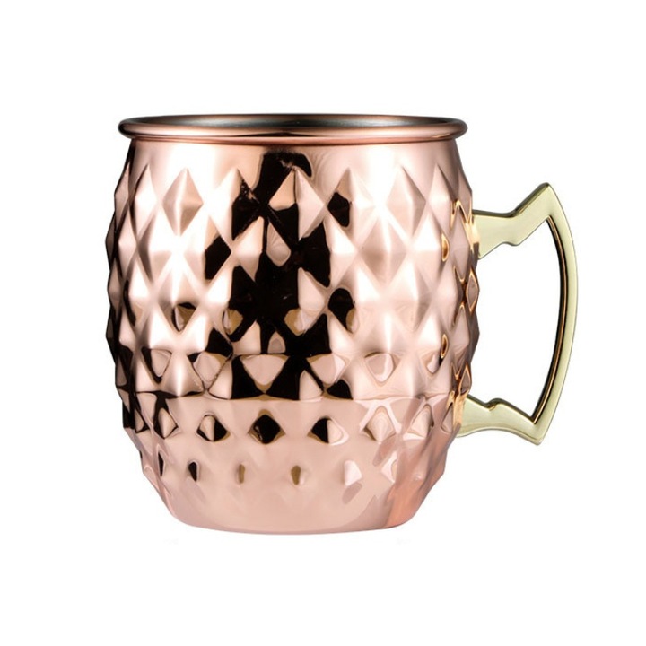 Cana, Viking, Cooper, otel inoxidabil, durabil si rezistent la coroziune, 10 x 6 x 8.7 cm, ergonomice si usor de manevrat, 530 ml