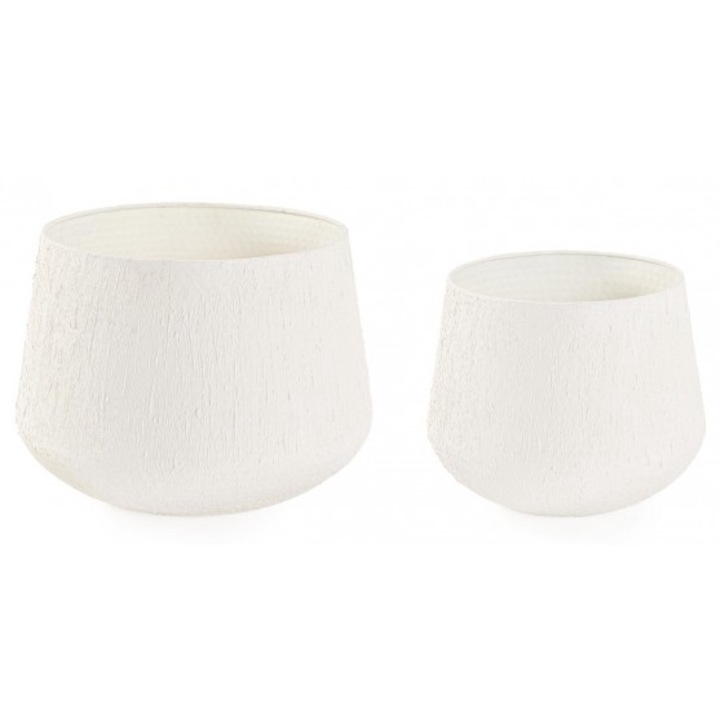 2 db Kenar bézs fém virágcserep készlet 38x37 cm, 48x42 cm