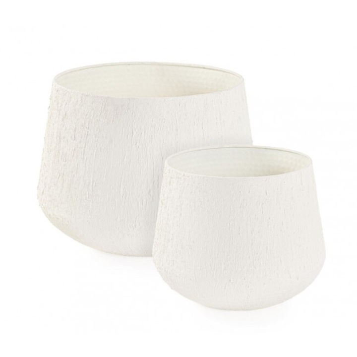 2 db Kenar bézs fém virágcserep készlet 38x37 cm, 48x42 cm