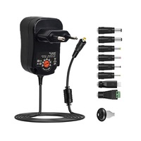 Alimentator Stabilizat Reglabil, 3V-12V, protectie completa, 8 mufe incluse, adaptor multi-tensiune, AC to DC, negru