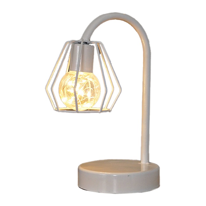 Lampa decorativa metalica, vintage, lumina calda alba, 20x10x10cm