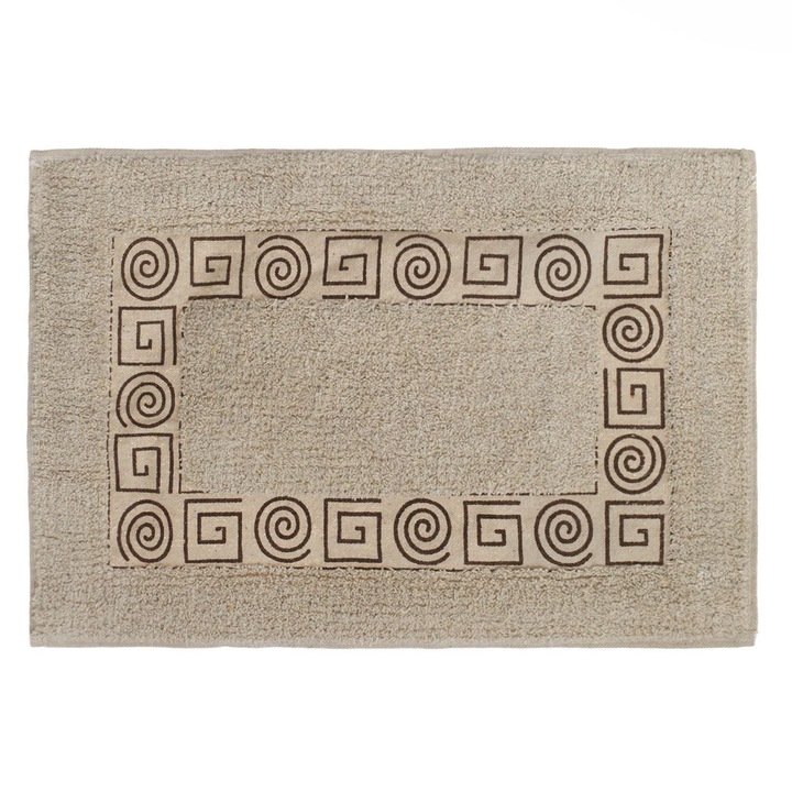 Килимче за баня, модел Меандър, памук, бежов цвят, размери 60x40см, MYONNA IT & E- COMMERCE ®