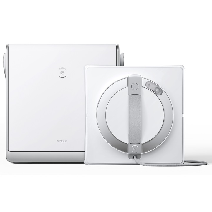 Уред за почистване на прозорци Ecovacs WINBOT W2 Omni, Самопочистваща се станция, Резервоар 60 мл, Автономност 30 м², Всмукателна мощност 2800Pa, Бял