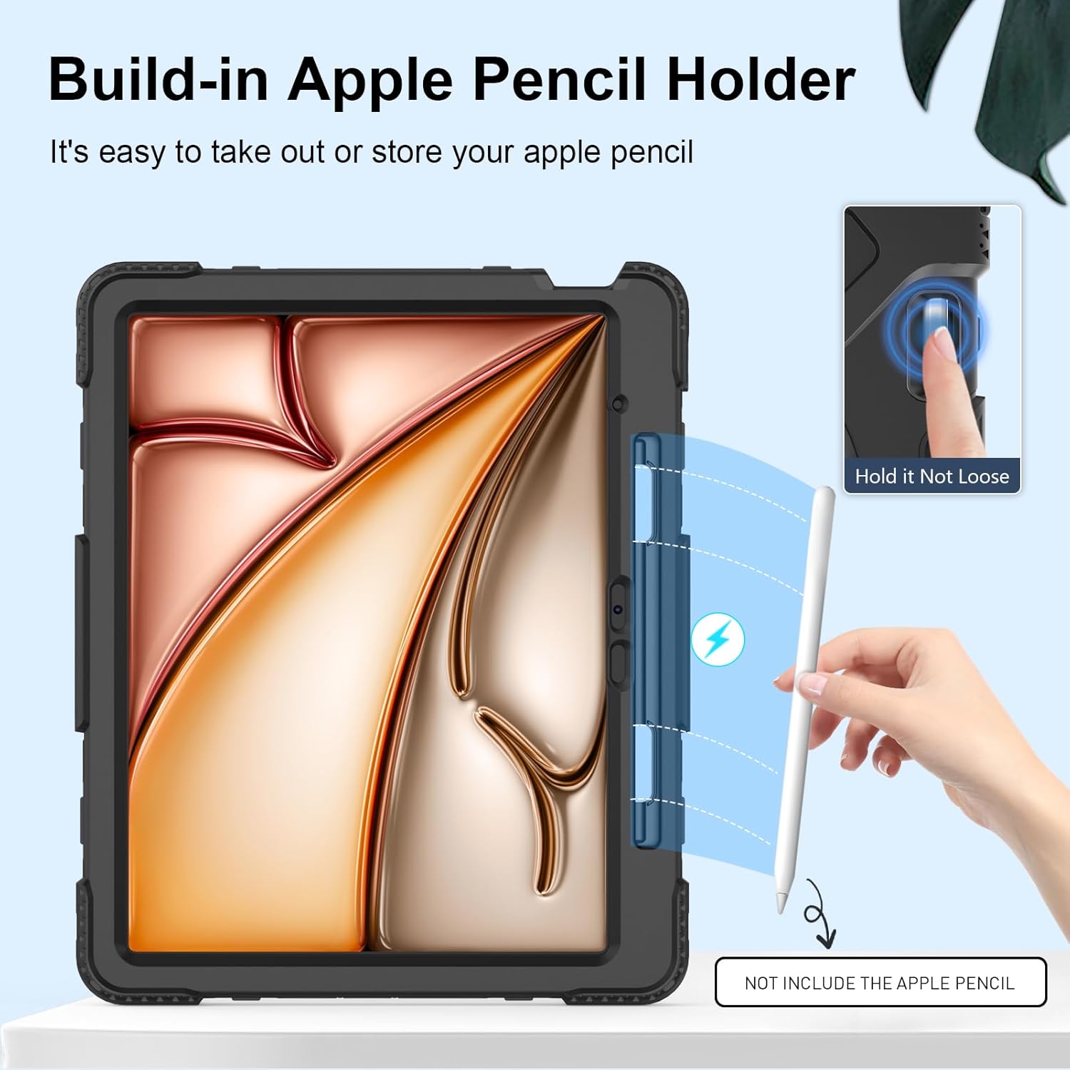 Pachet 360: Husa cu folie integrata pentru iPad Air 11 2024 / 2025 M2, M3 Shockproof Armor de tip stand negru