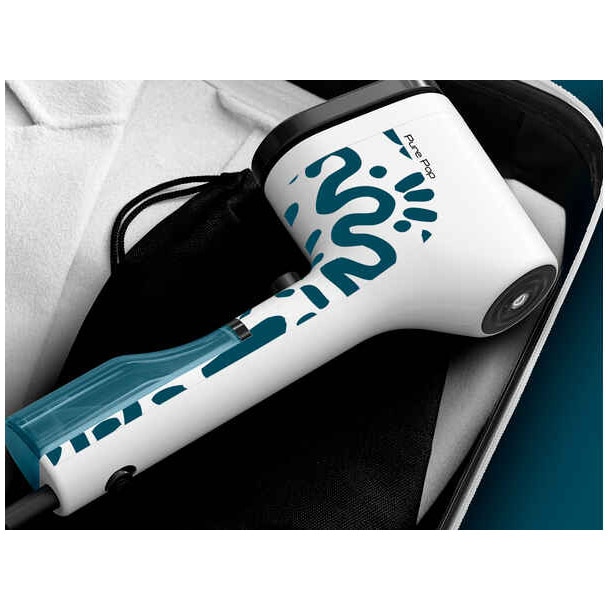 Aparat de calcat vertical cu abur Tefal Pure Pop, DT2040E1, 1300 W, abur variabil pana la 20 g/min, 2recipiente apa 70ml si 120ml, gata de utilizare in 15s, albastru/alb