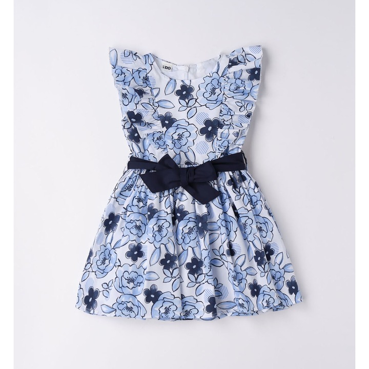 Virágmintás ruha lányoknak, I Do, 4.6304, fehér/kék, 110-116 cm